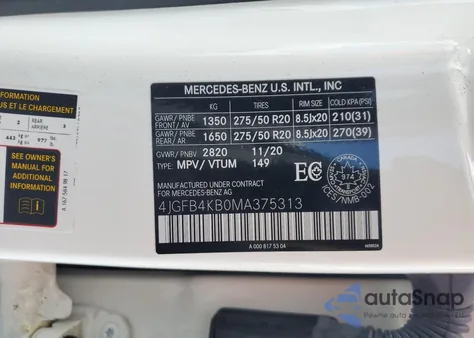 2021 Mercedes-Benz Gle 350 4Matic z USA, uszkodzony, nr VIN 4JGFB4KB0MA375313